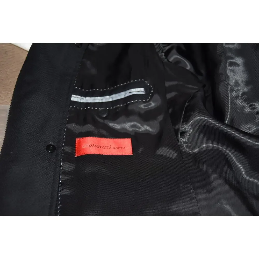 Mattarazi Uomo Wool & Leather Detail Black Zipper Single Breasted Jacket Size 54